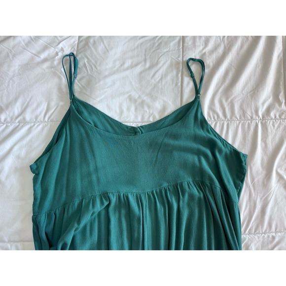 Kori America Jumper Romper Sleeveless 1x Green Adjustable Straps Bohemian Flowy - Picture 4 of 12